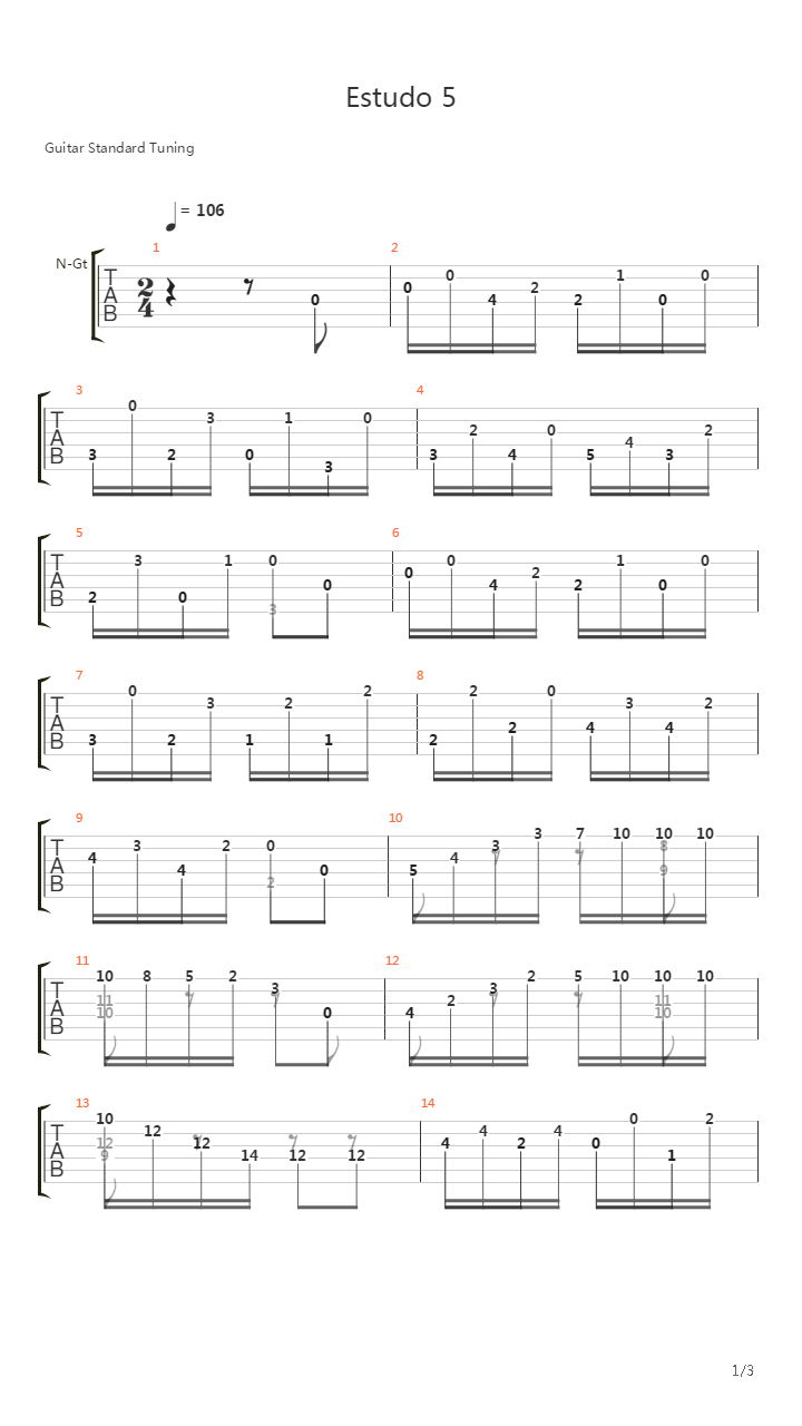 Op 60 Study No 5 In G吉他谱