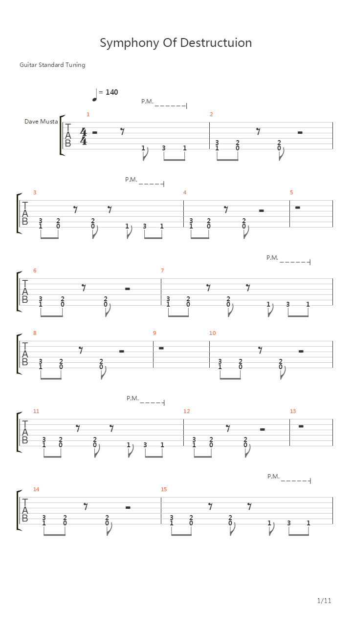 Symphony Of Destruction吉他谱