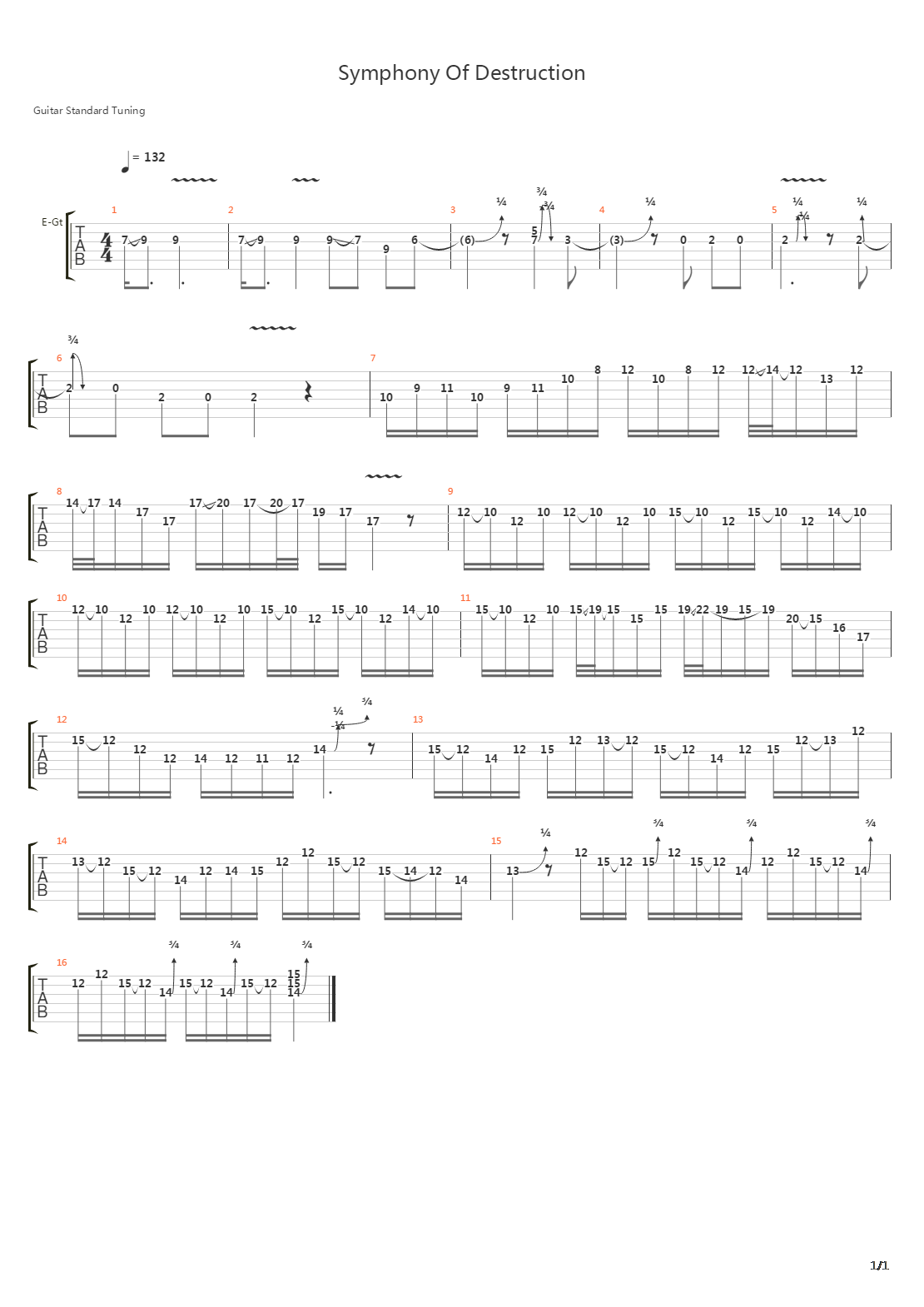 Symphony Of Destruction吉他谱