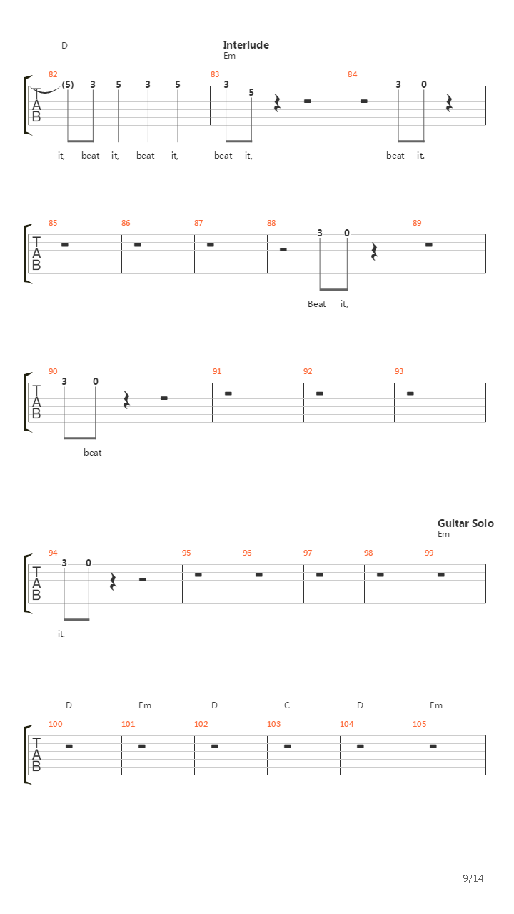 Beat It吉他谱