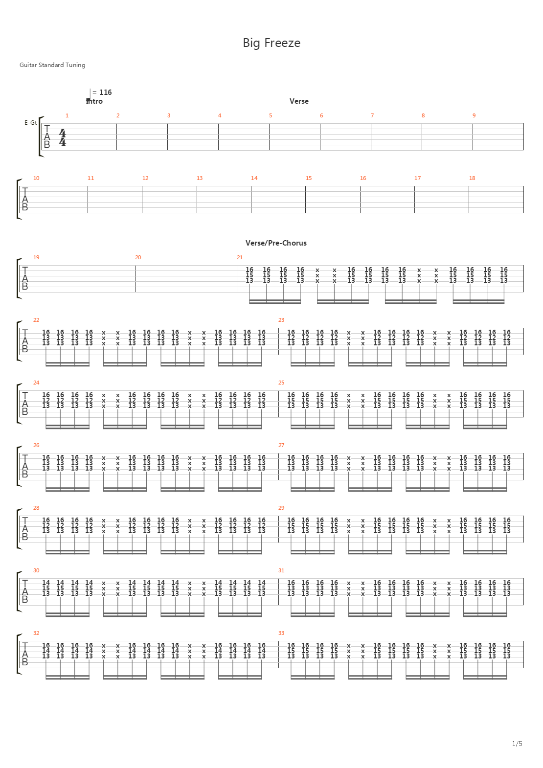 Big Freeze吉他谱