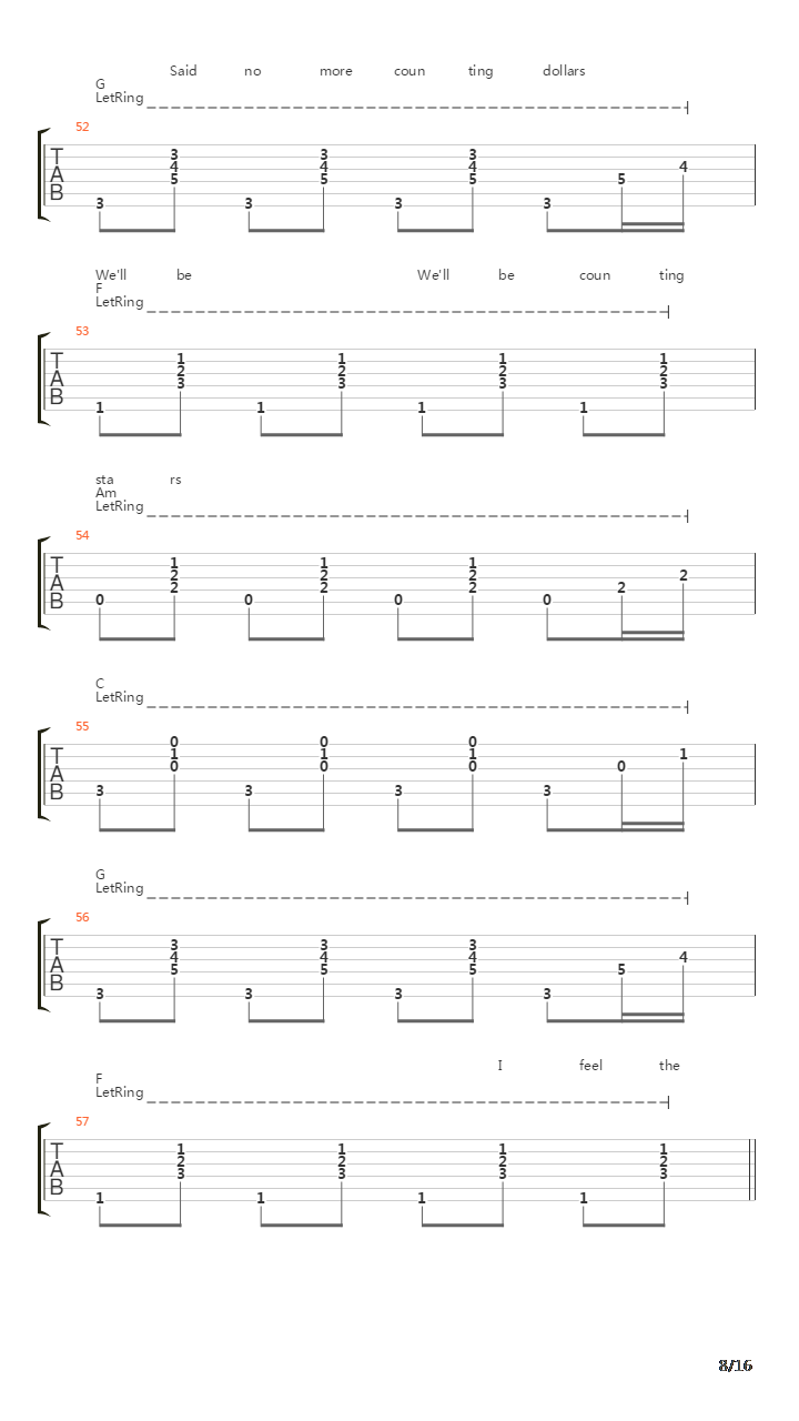 Counting Stars吉他谱