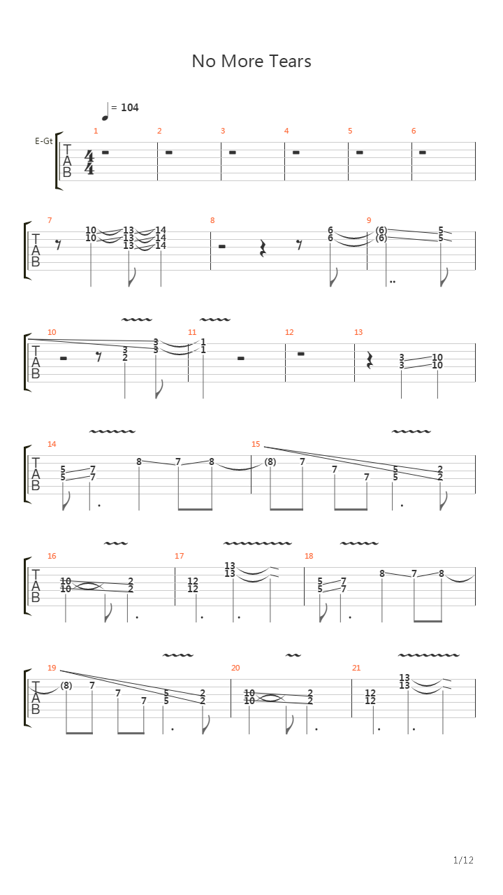 No More Tears吉他谱