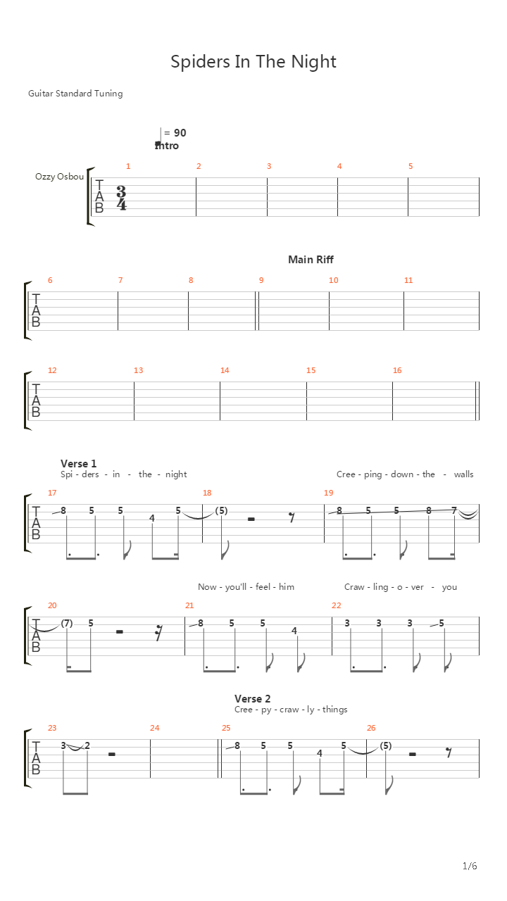 Spiders In The Night吉他谱