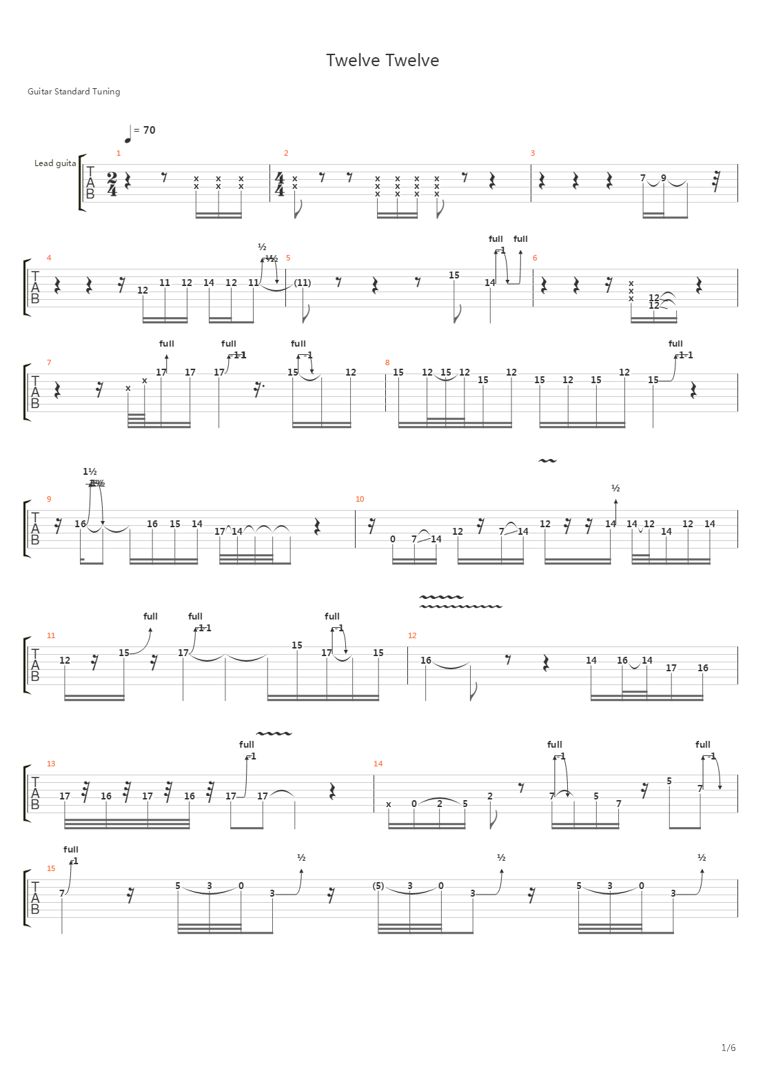 Twelve Twelve吉他谱