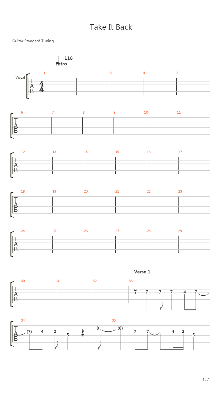 Take It Back吉他谱