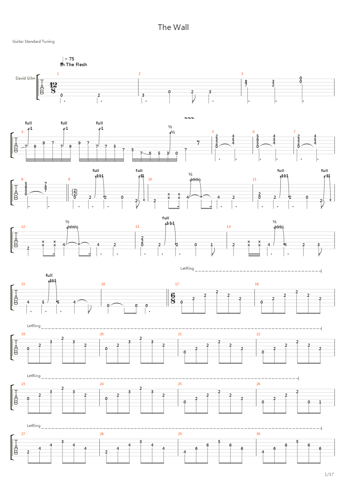 The Wall吉他谱