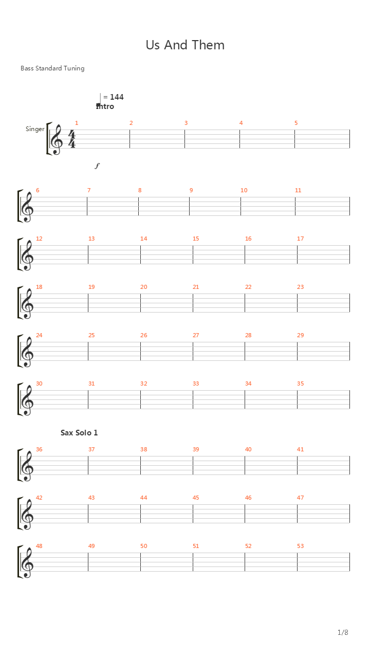 Us And Them吉他谱