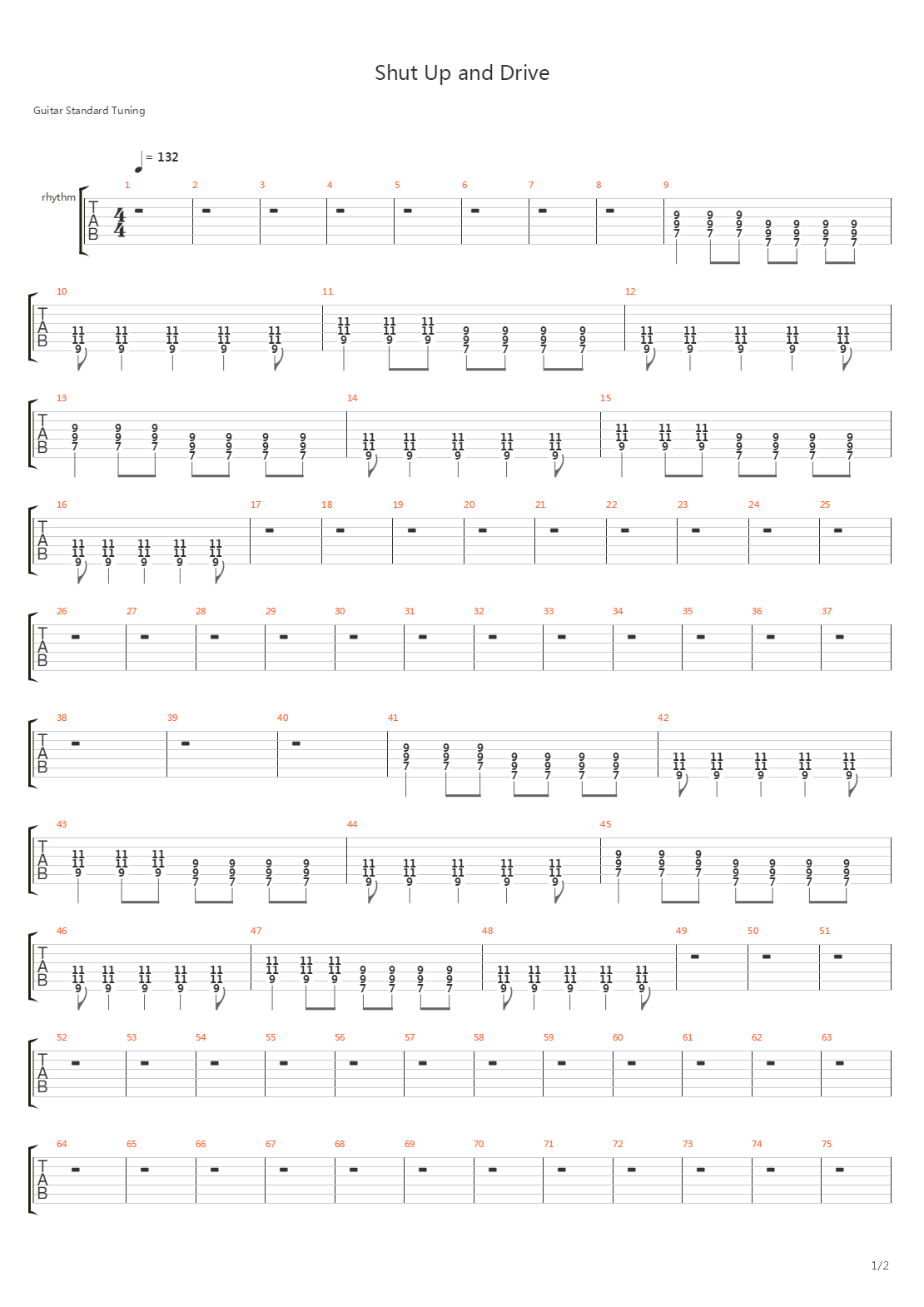 Shut Up And Drive吉他谱