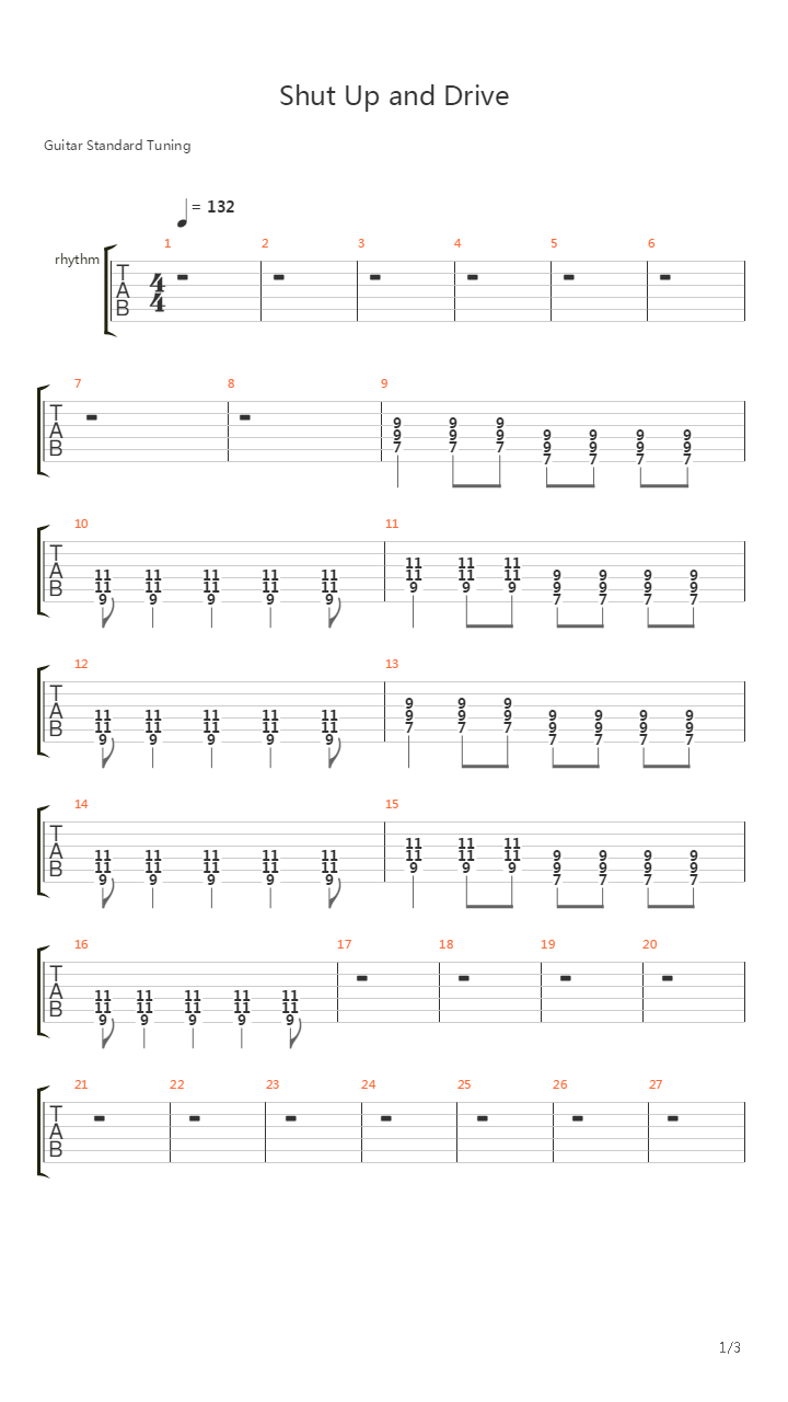 Shut Up And Drive吉他谱