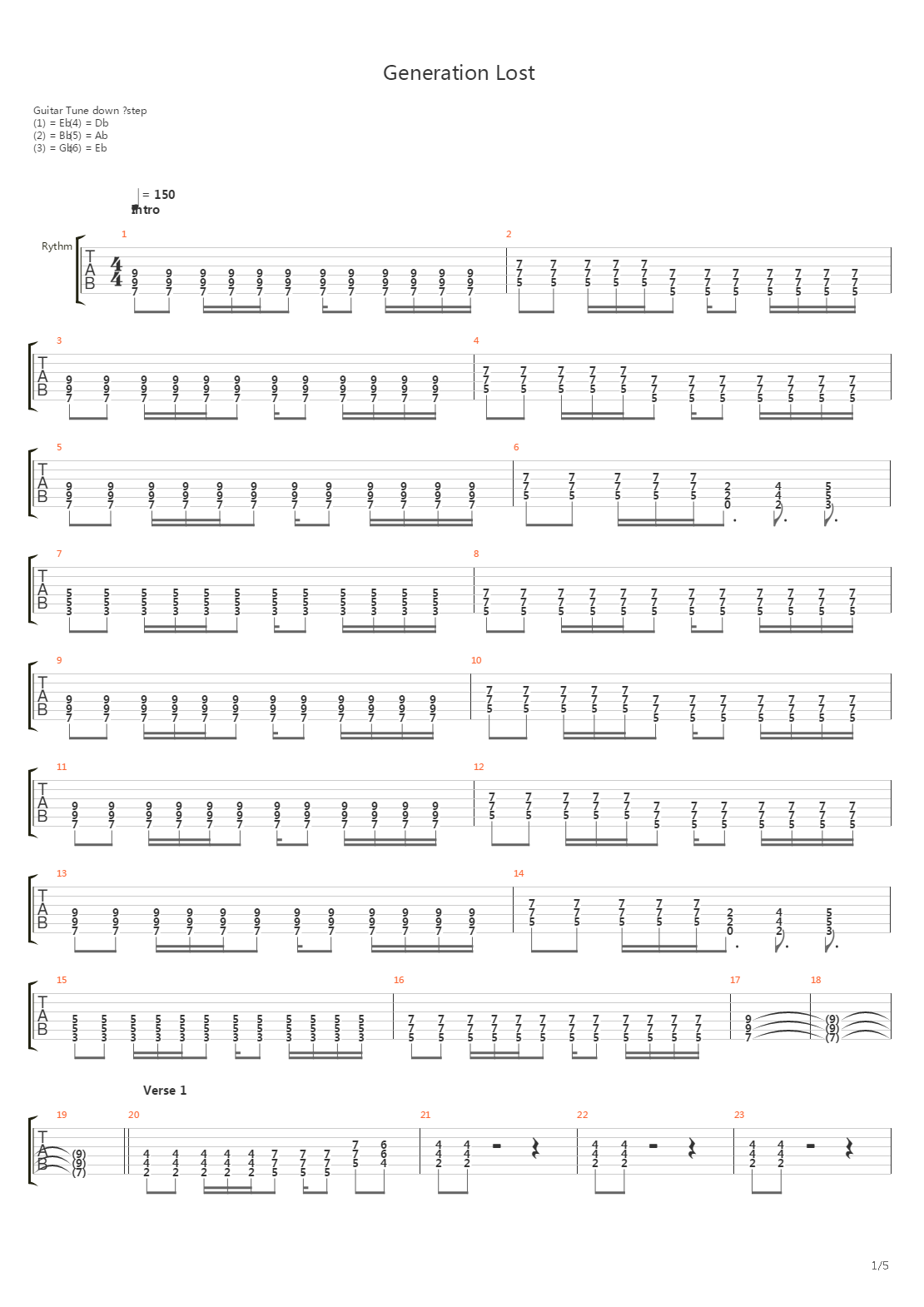Generation Lost吉他谱