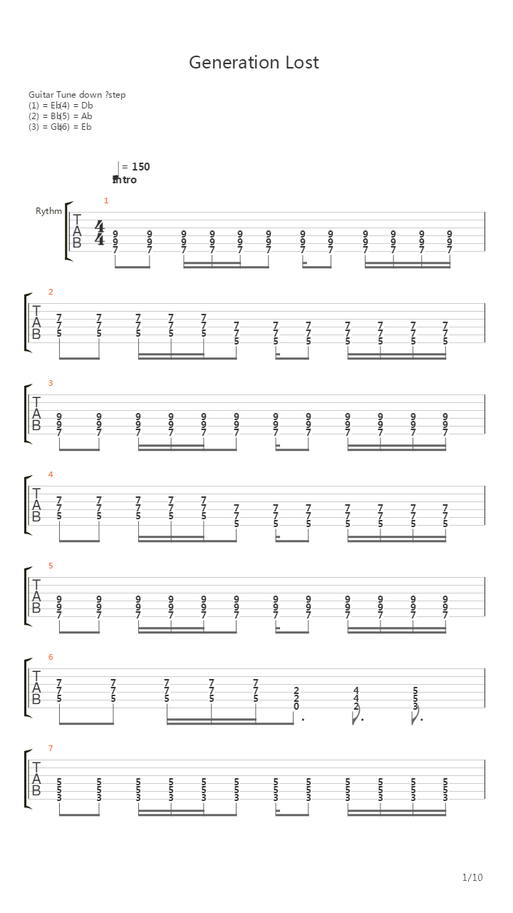Generation Lost吉他谱