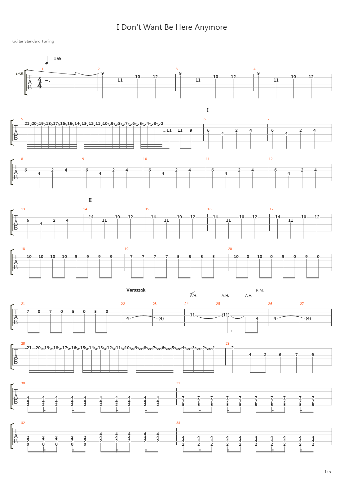 I Dont Want To Be Here Anymore吉他谱