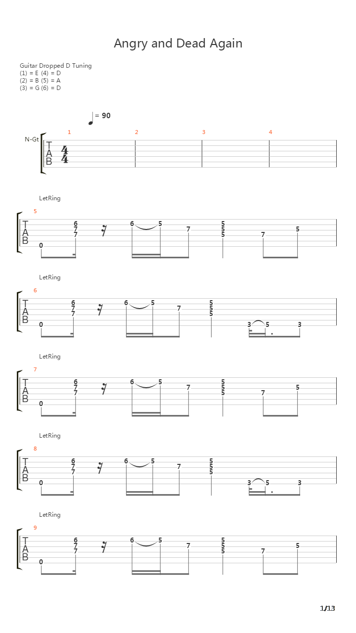 Angry And Dead Again吉他谱