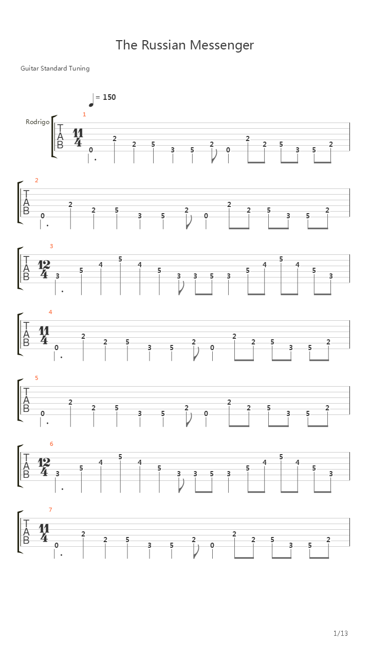 The Russian Messenger吉他谱