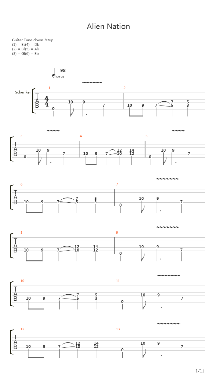 Alien Nation吉他谱