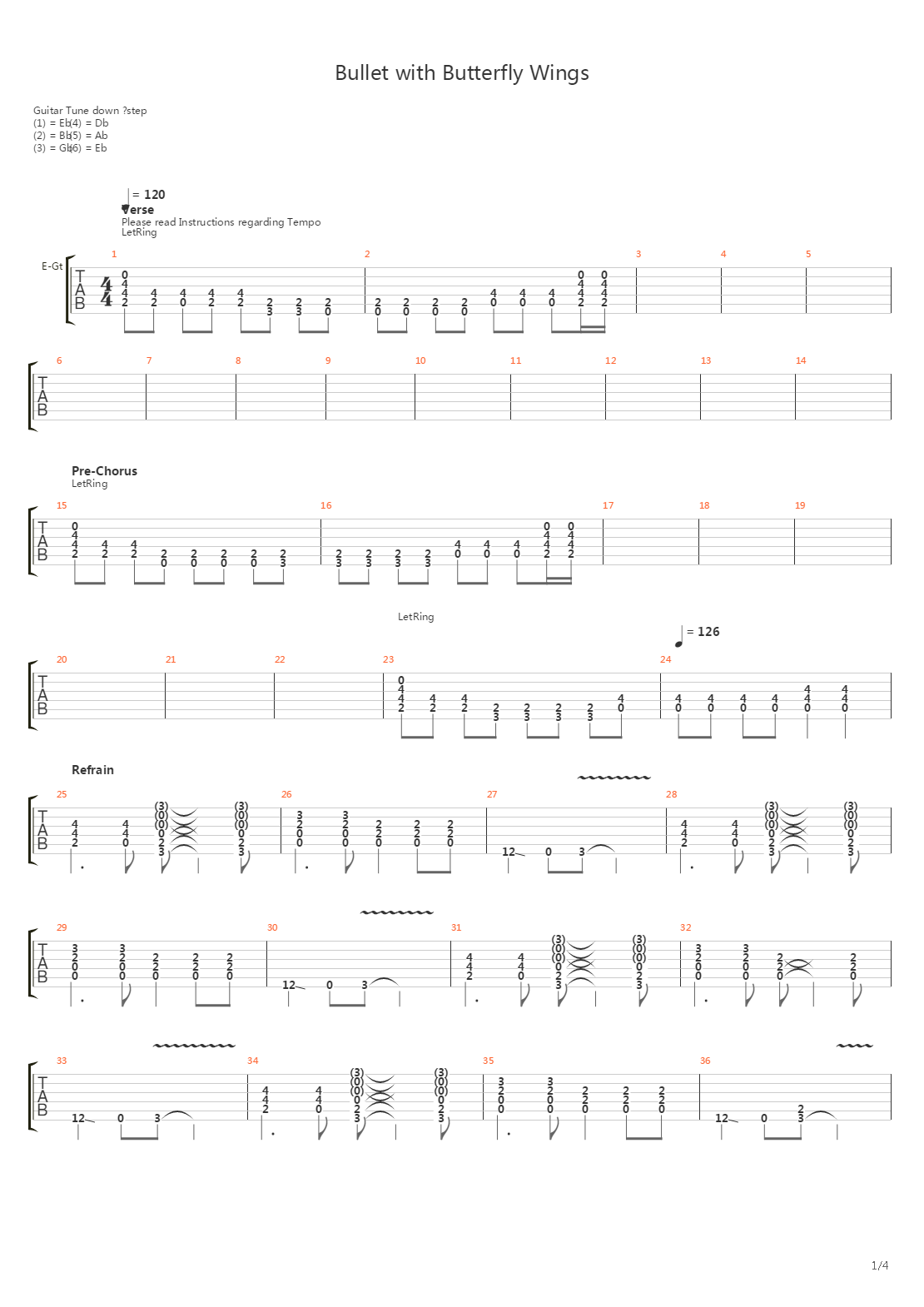 Bullet With Butterfly Wings吉他谱