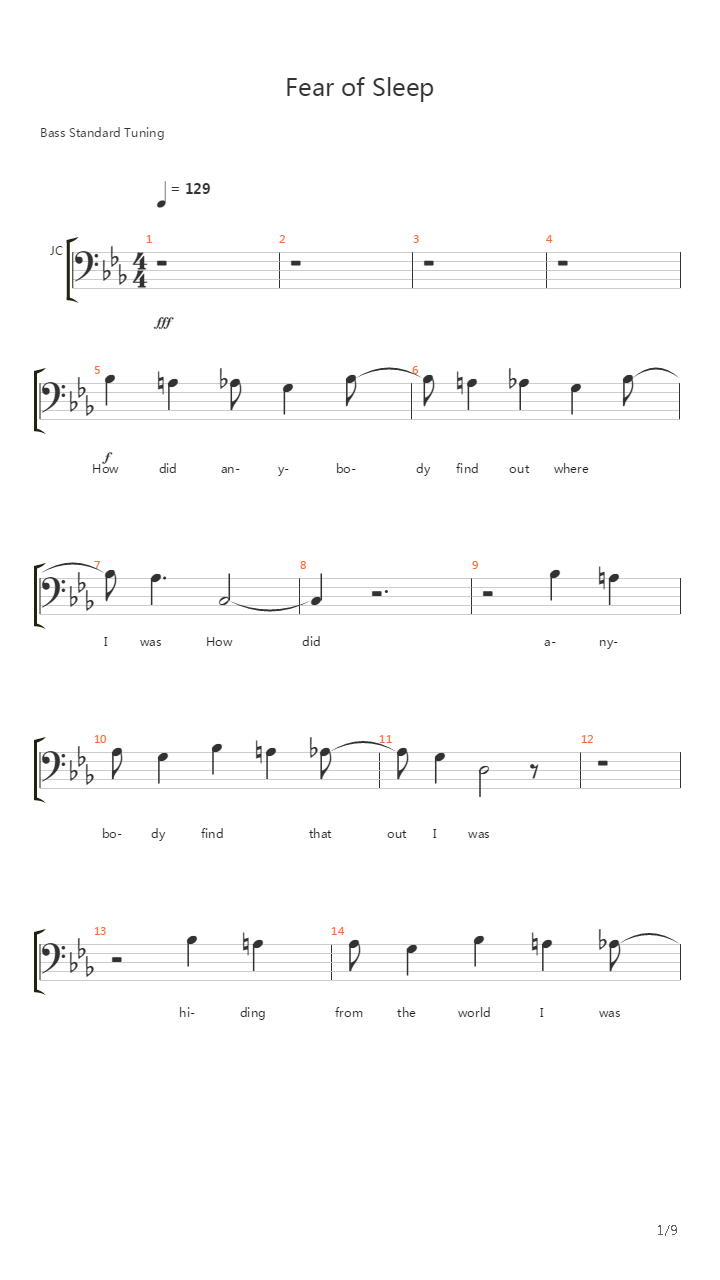 Fear Of Sleep吉他谱