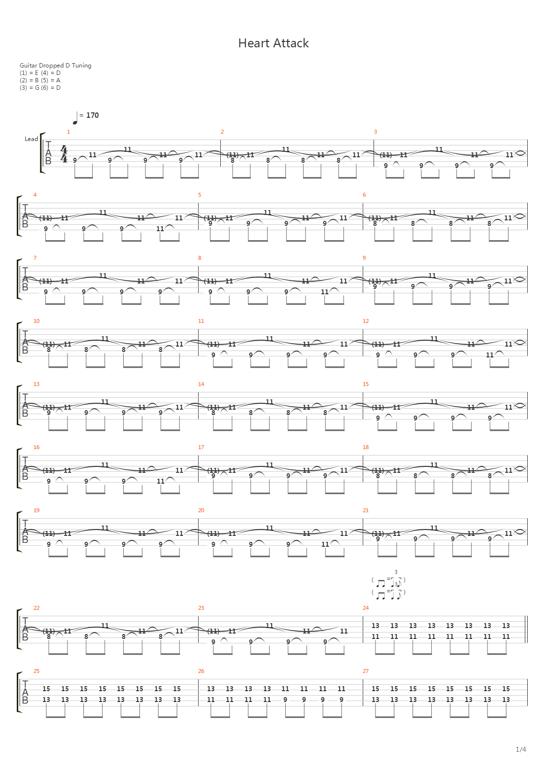 Heart Attack吉他谱