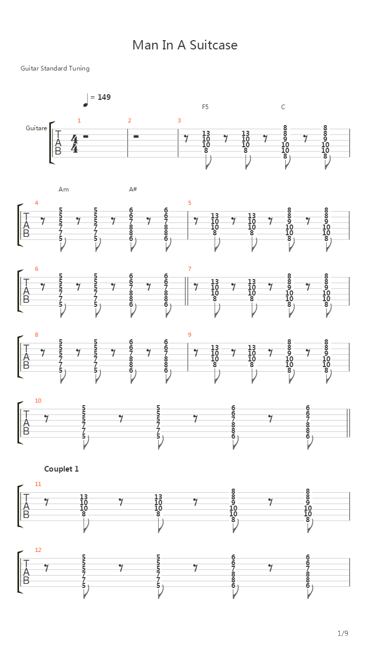 Man In A Suitcase吉他谱
