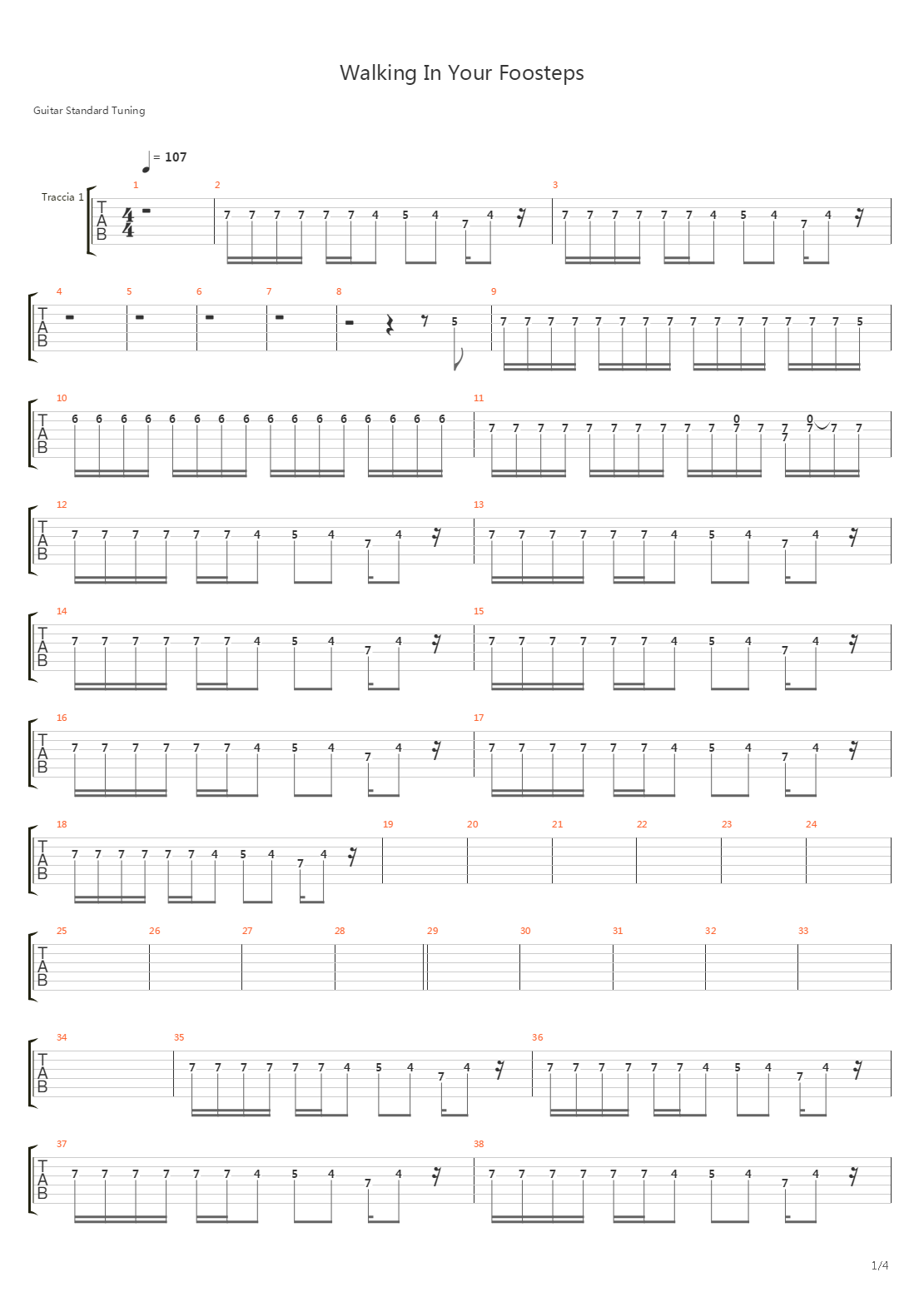 Walking In Your Footsteps吉他谱