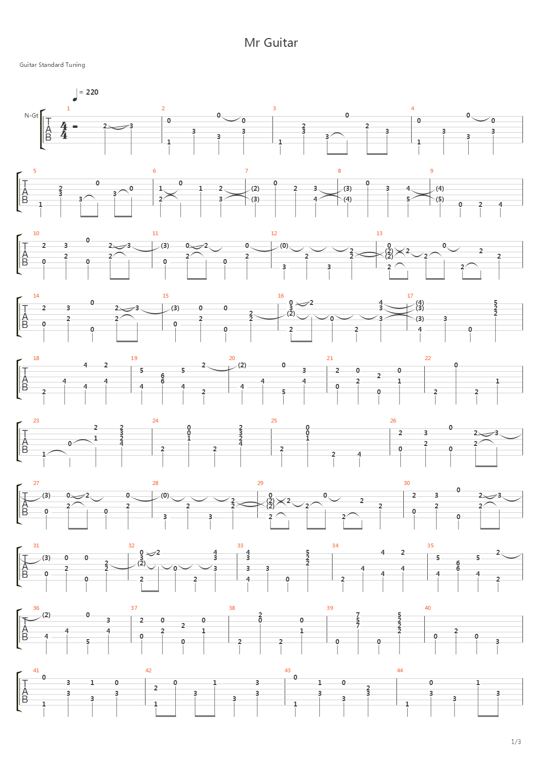 Mr Guitar吉他谱