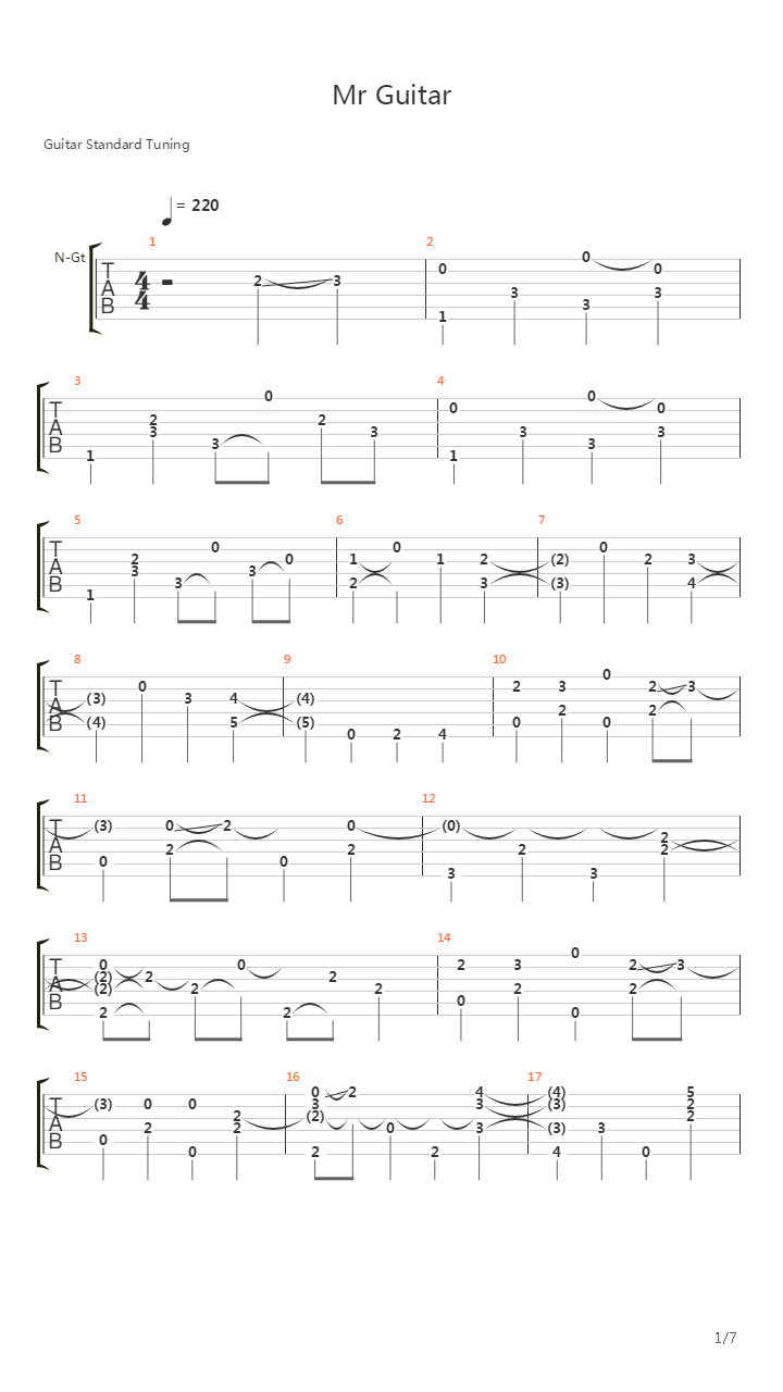 Mr Guitar吉他谱