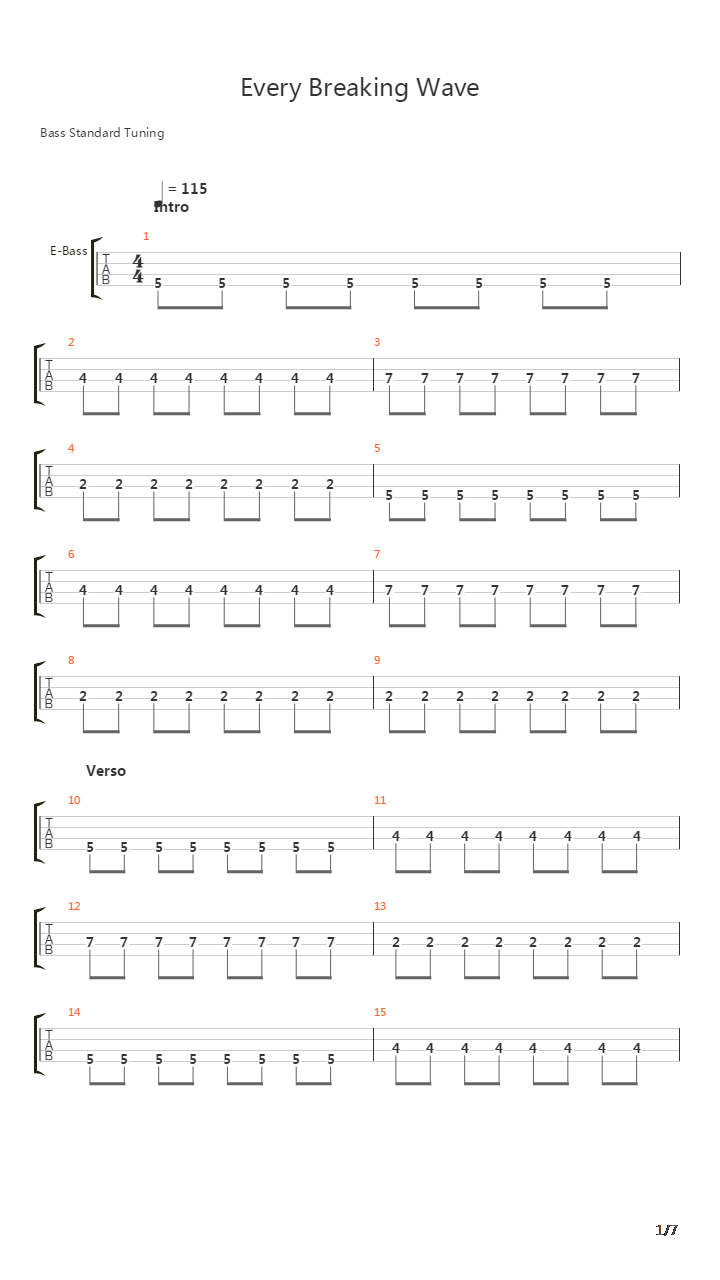 Every Breaking Wave吉他谱