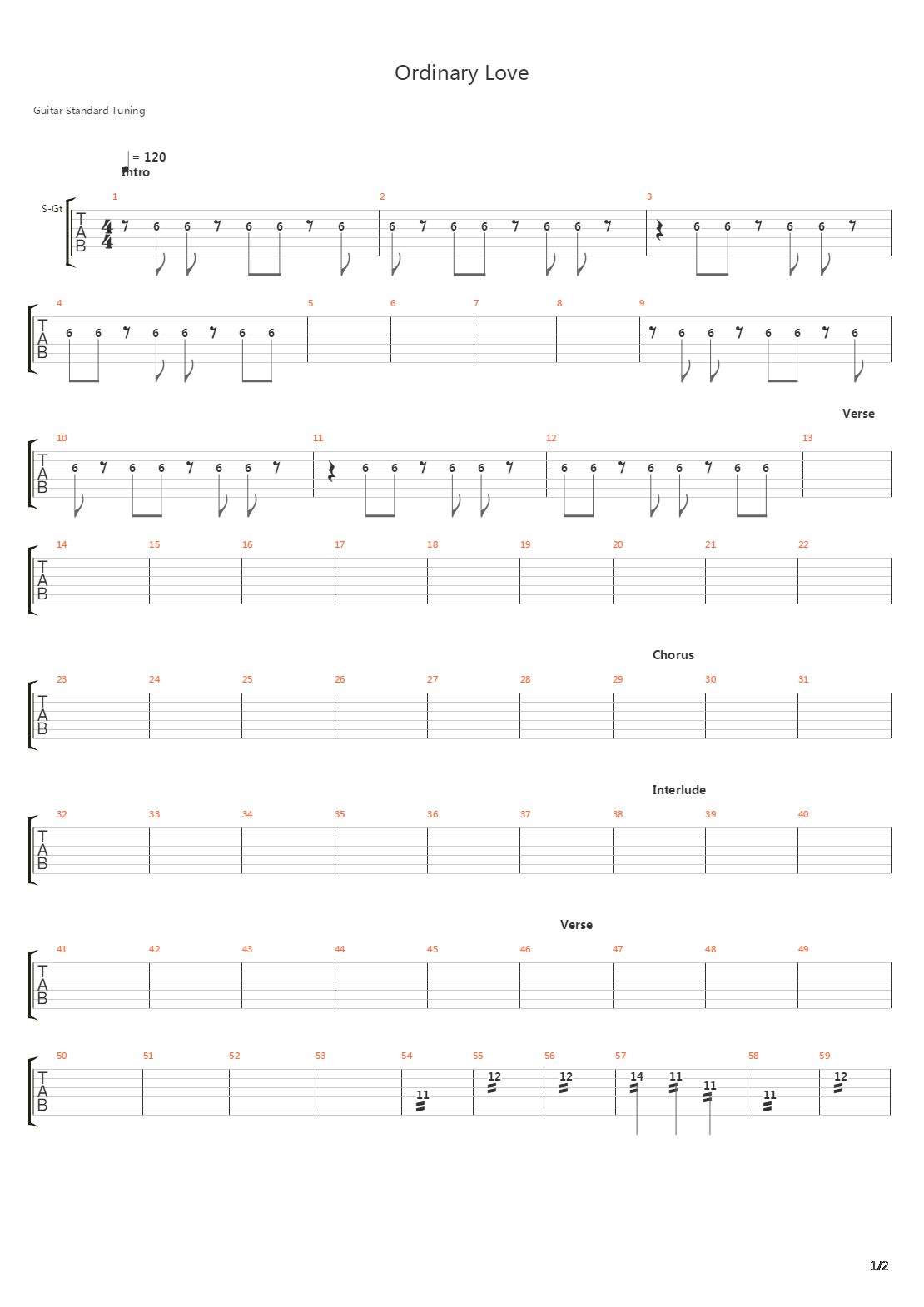 Ordinary Love吉他谱
