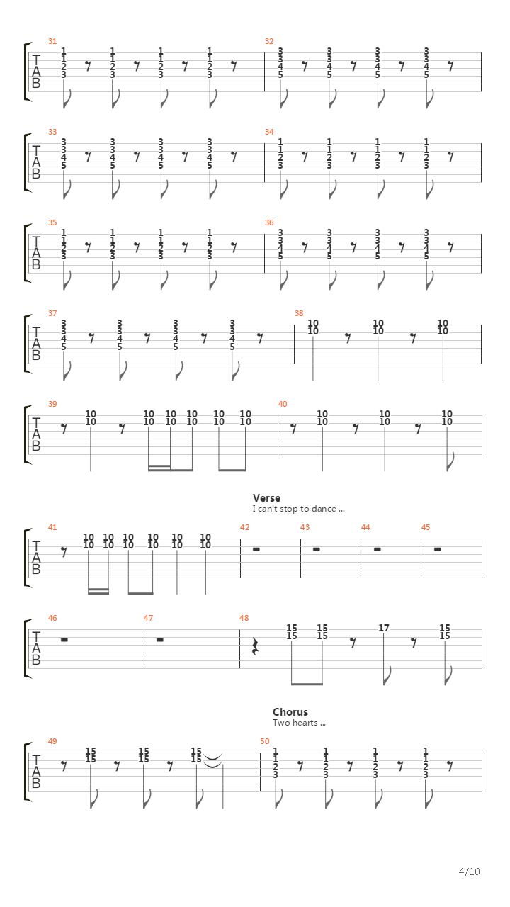 Two Hearts Beat As One吉他谱