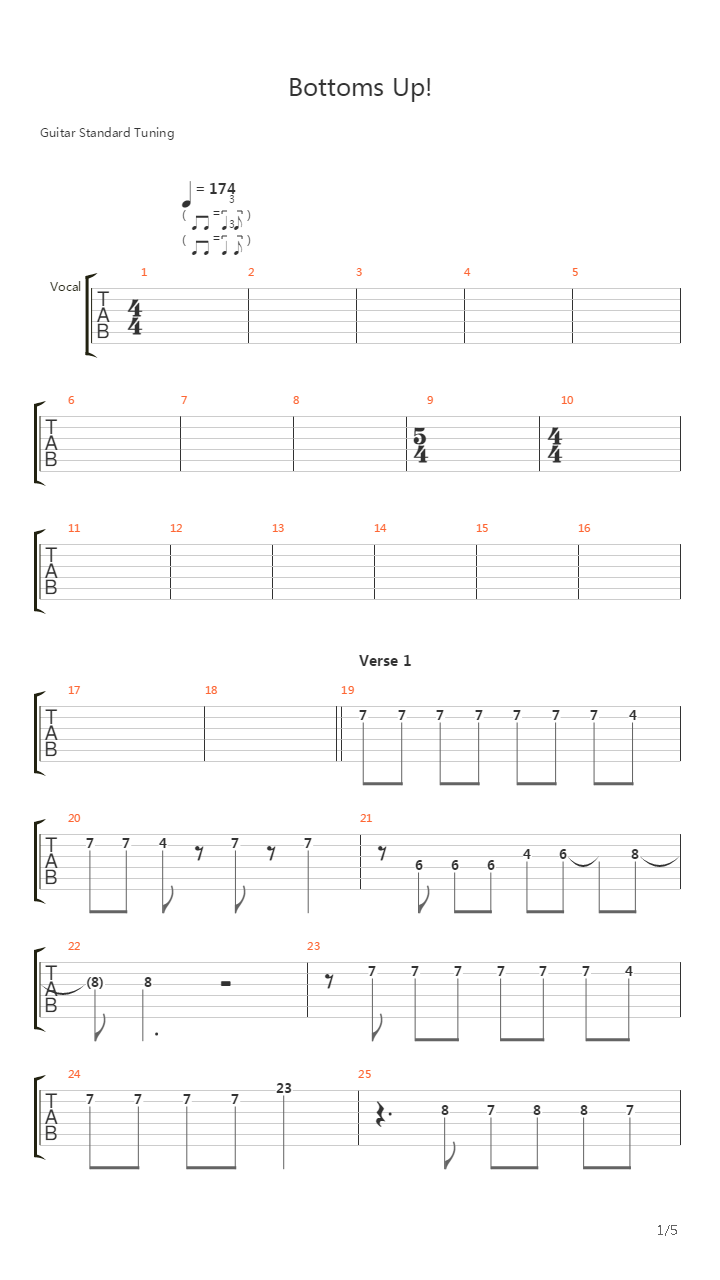 Bottoms Up吉他谱