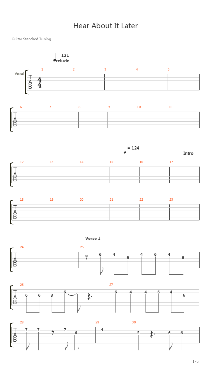 Hear About It Later吉他谱