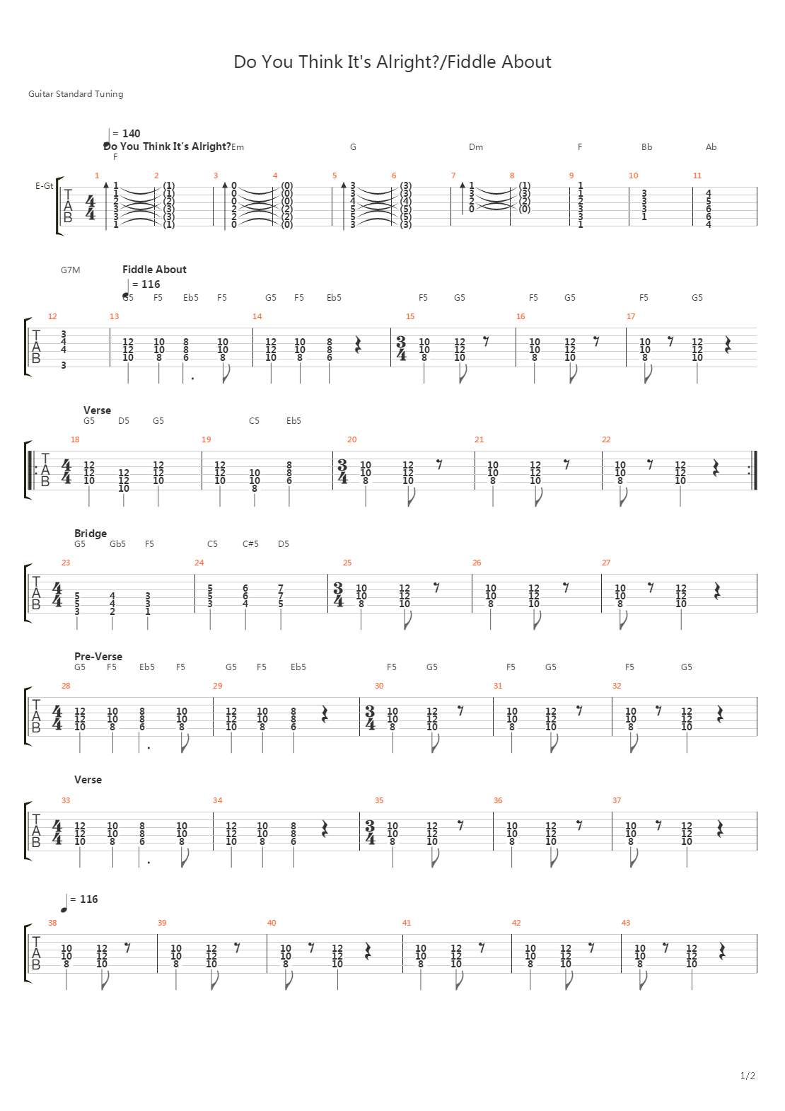 Do You Think Its Alright Fiddle About吉他谱