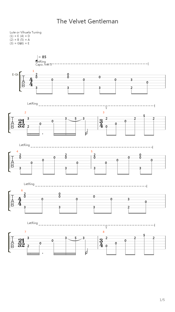 The Velvet Gentleman吉他谱