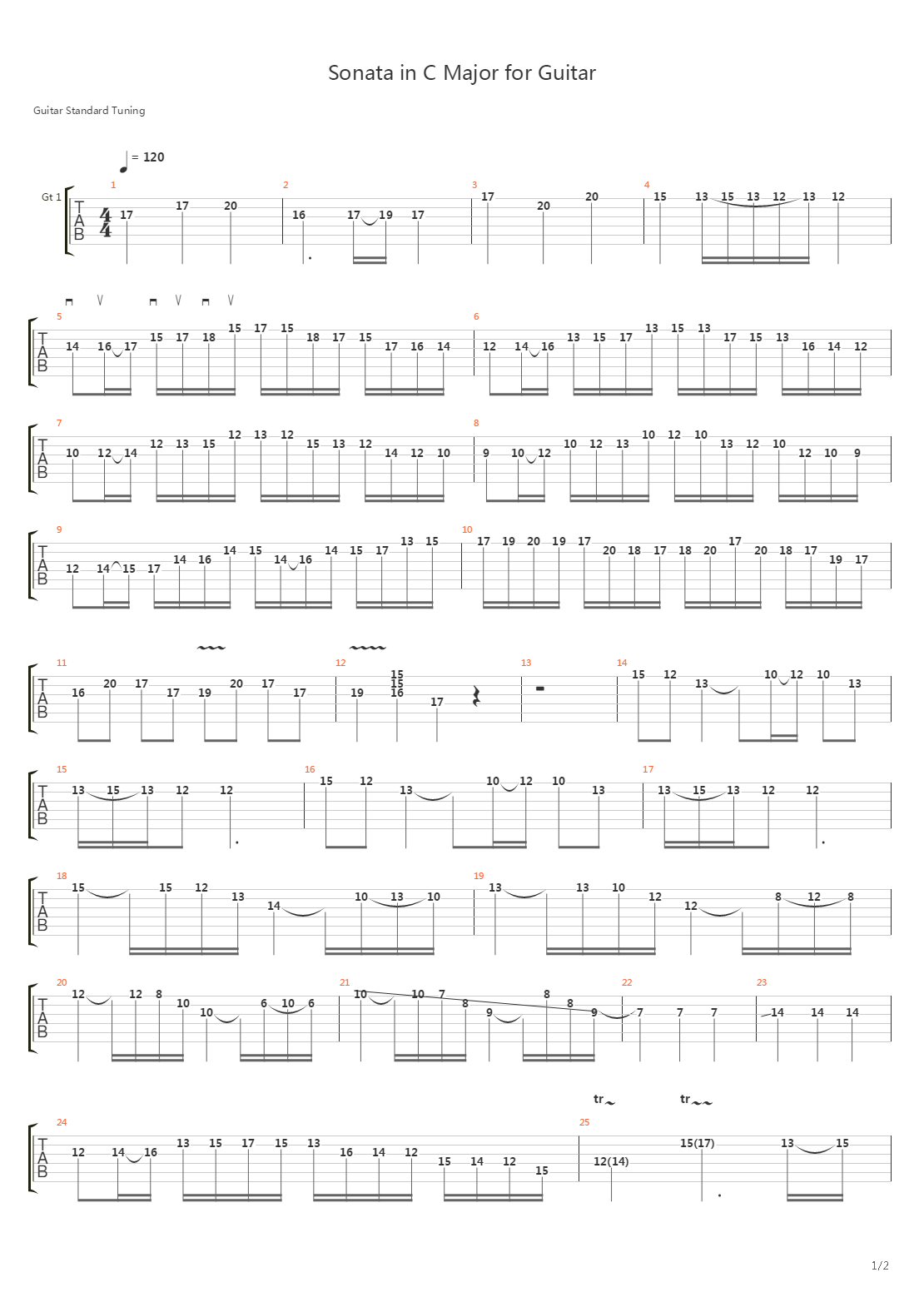 Sonata In C Major吉他谱