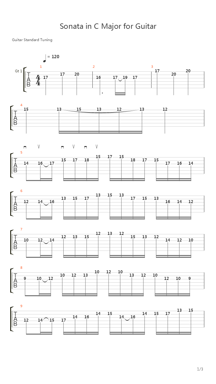 Sonata In C Major吉他谱