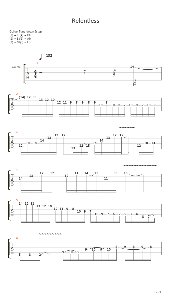 Relentless吉他谱