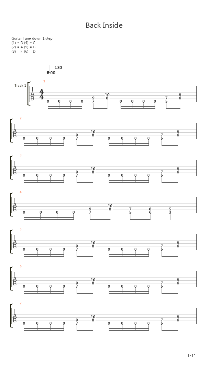 Back Inside吉他谱