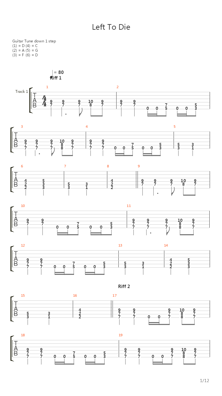 Left To Die吉他谱