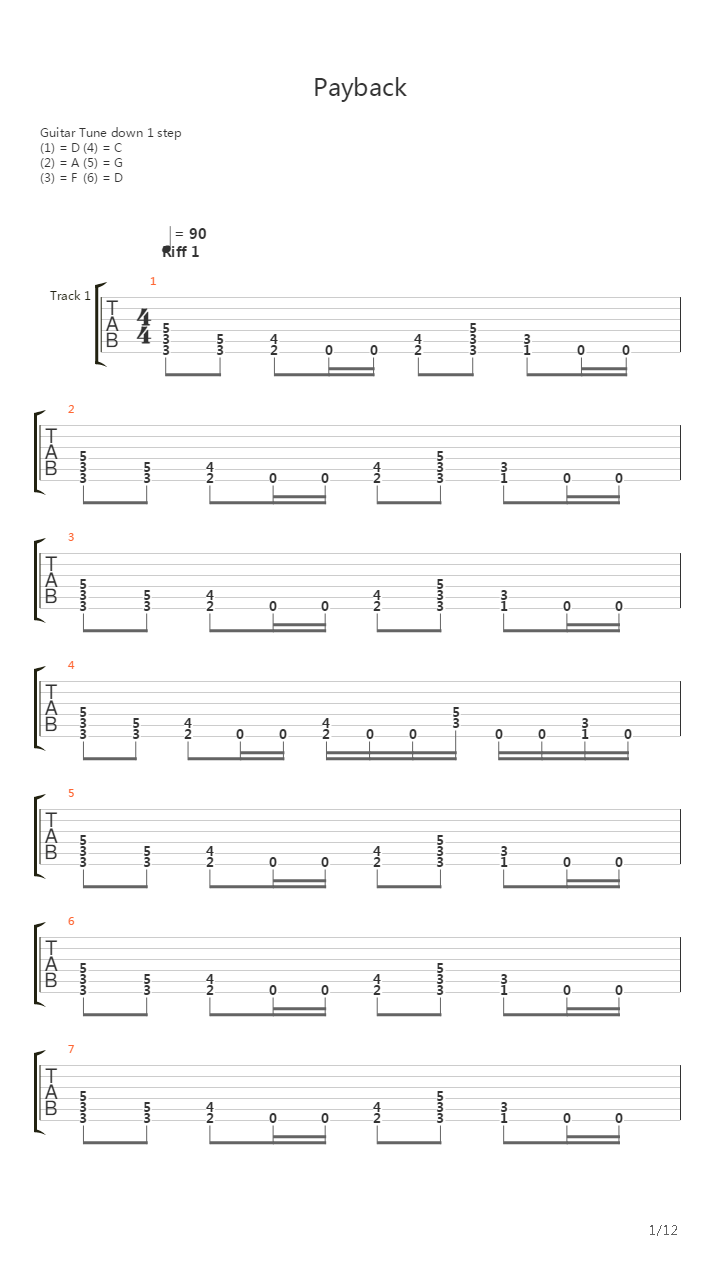 Payback吉他谱