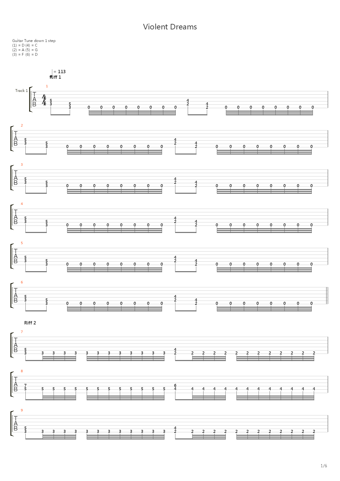 Violent Dreams吉他谱