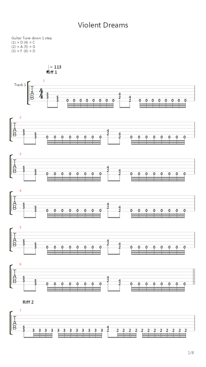Violent Dreams吉他谱