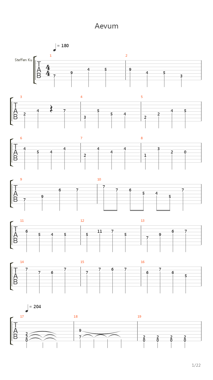 Aevum吉他谱