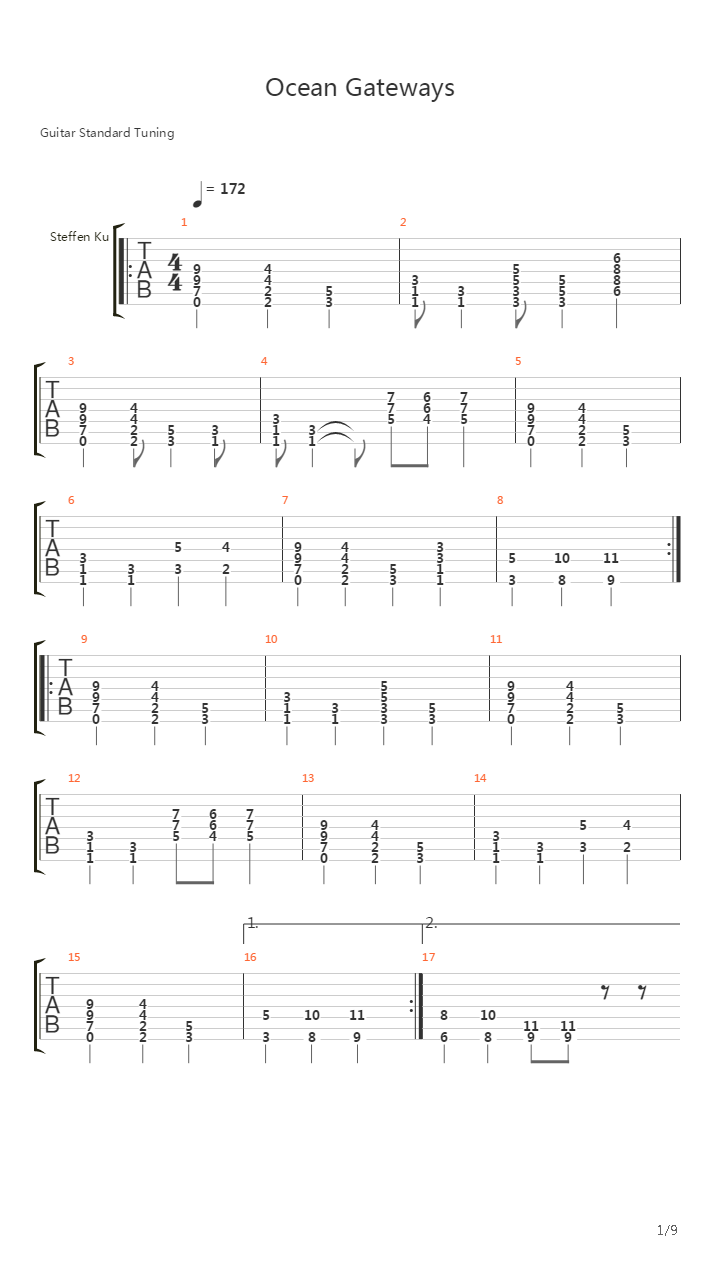 Ocean Gateways吉他谱