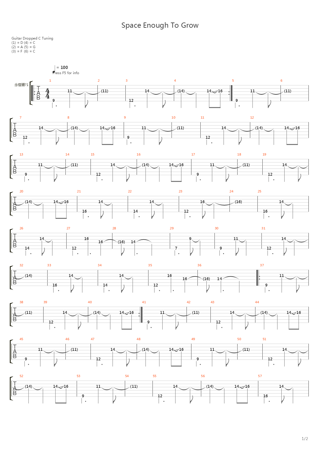 Space Enough To Grow吉他谱