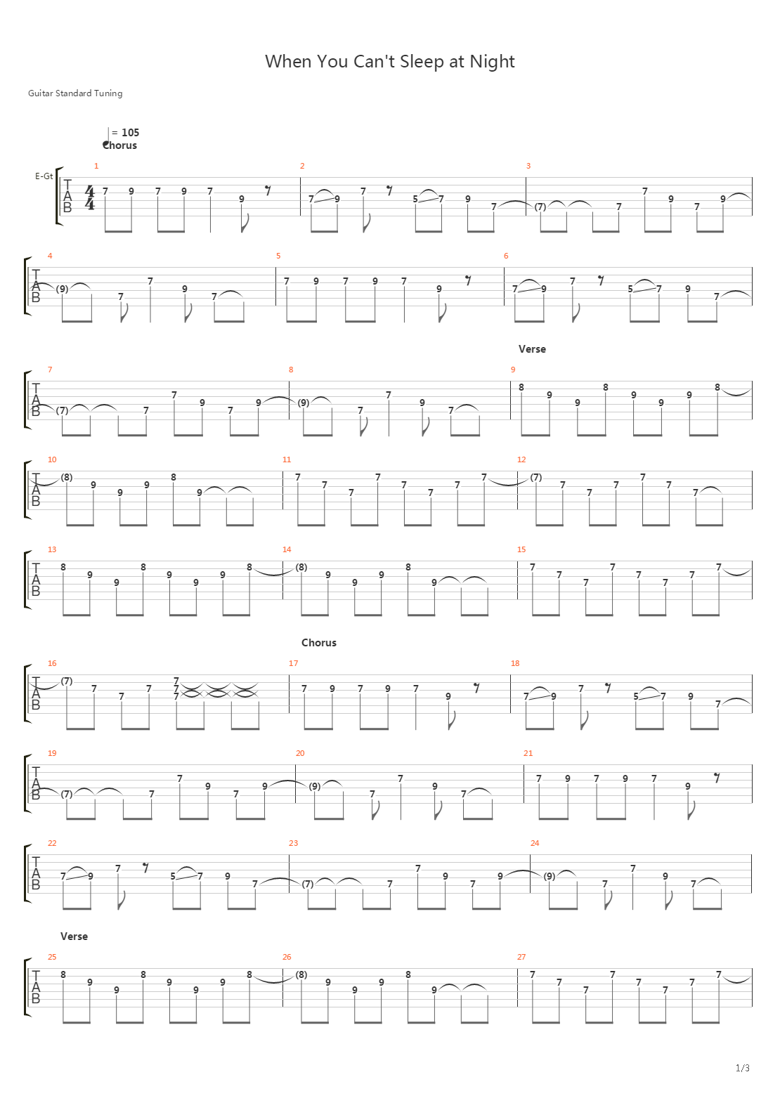 When You Cant Sleep At Night吉他谱
