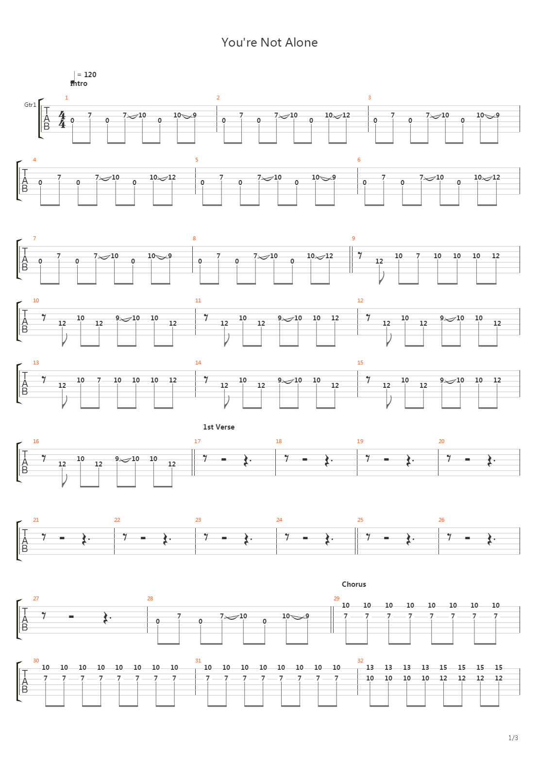 Youre Not Alone吉他谱