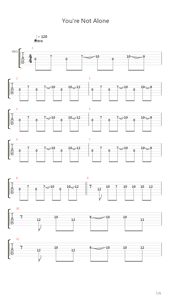 Youre Not Alone吉他谱
