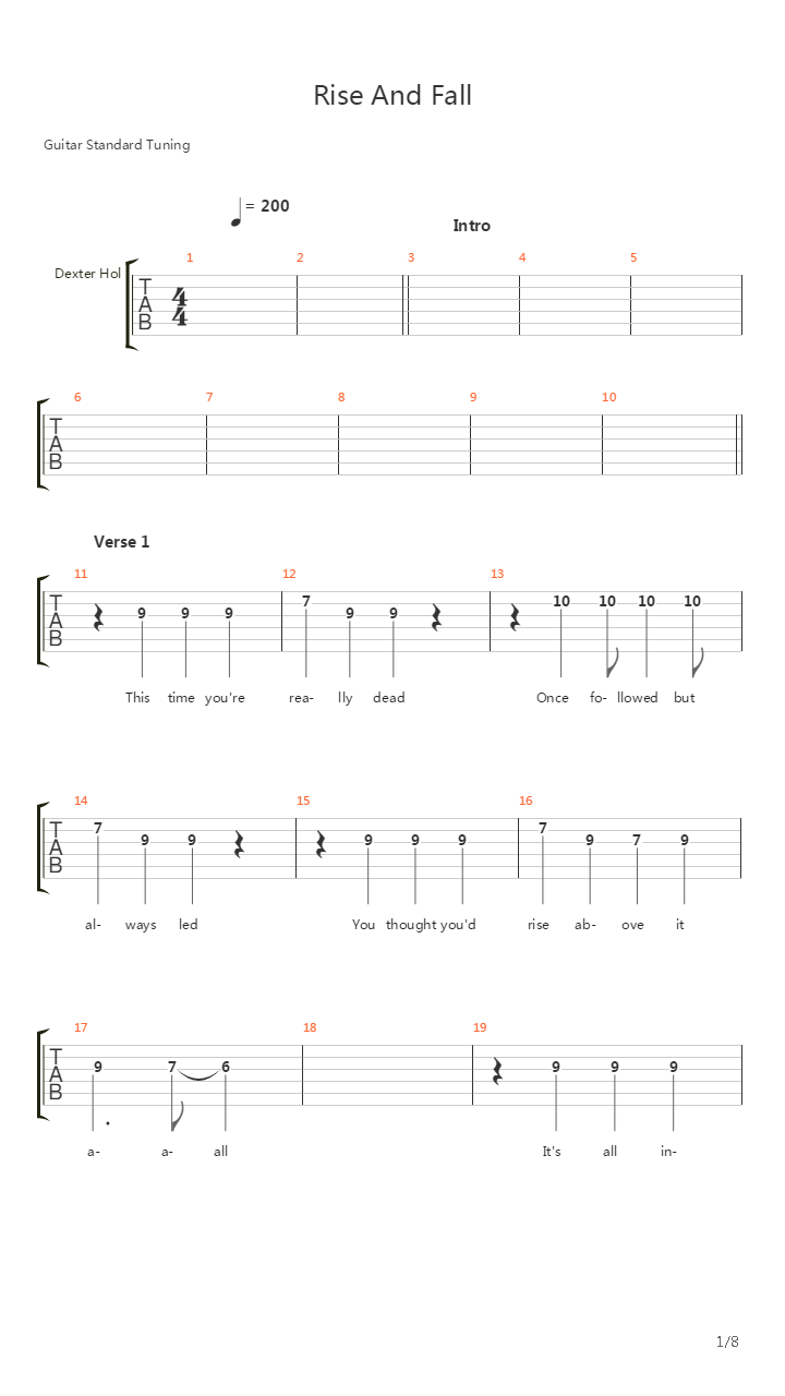 Rise And Fall吉他谱