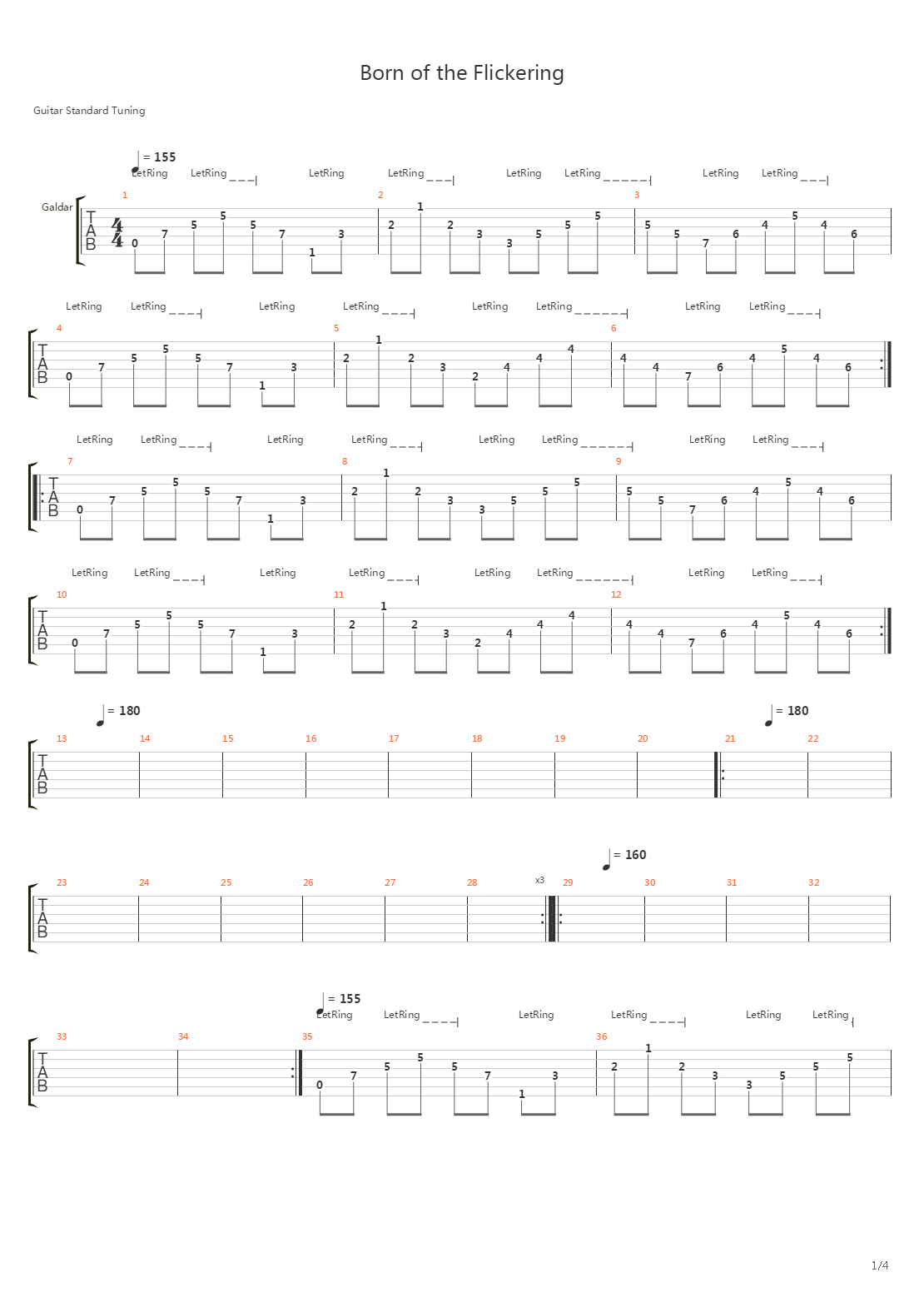 Born Of The Flickering吉他谱